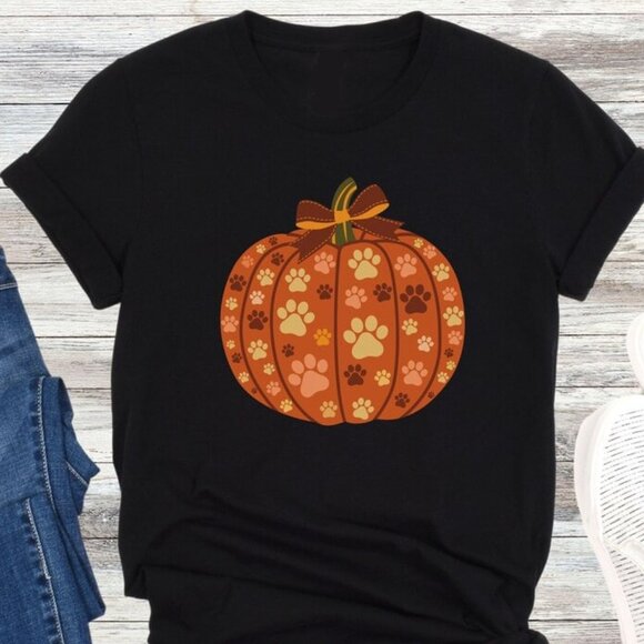 Tops - Pumpkin Dog Lover Shirt, Pumpkin Dog Shirt Halloween, Dog Lover Tee